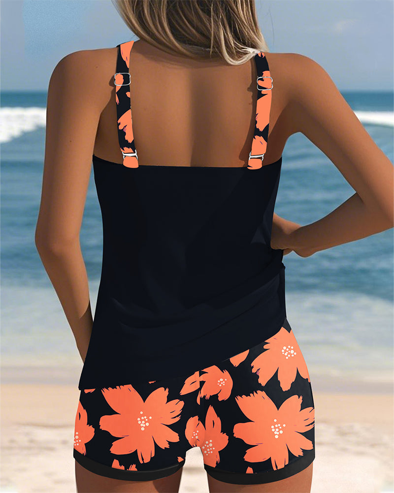 Cheryl - U-Neck Sleeveless Printed Tankini