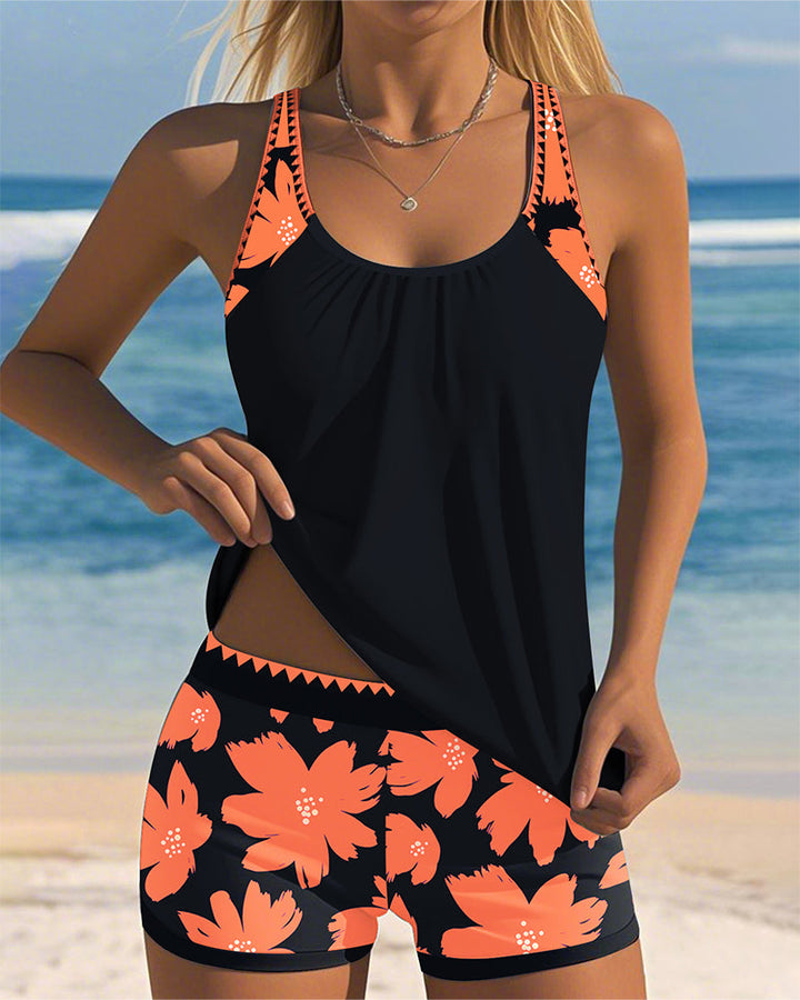Cheryl - U-Neck Sleeveless Printed Tankini