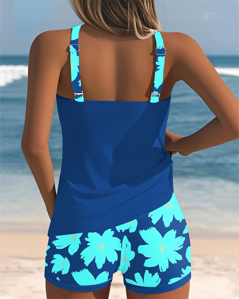 Cheryl - U-Neck Sleeveless Printed Tankini