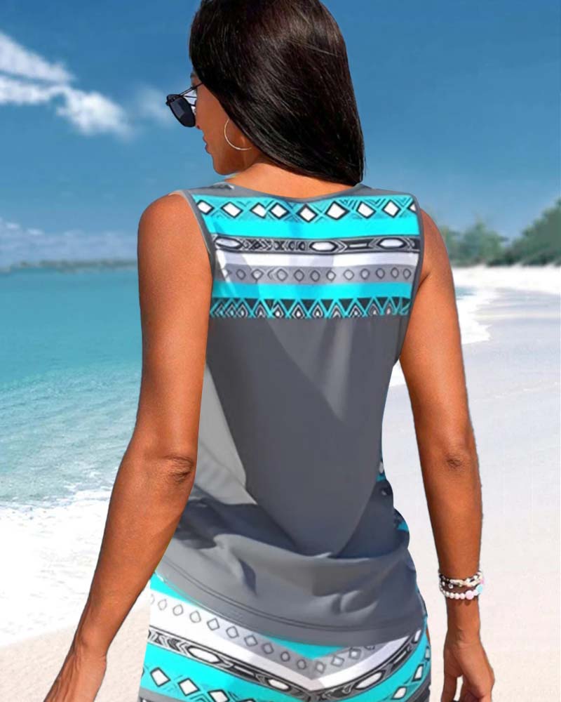 Marilyn - Tankini Featuring Geometric Print
