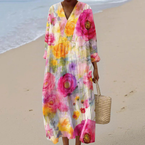 Elizabeth – Watercolour Floral Dress