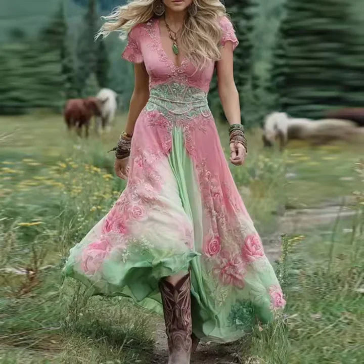 Celestine - Tailored Flowing Floral Dress