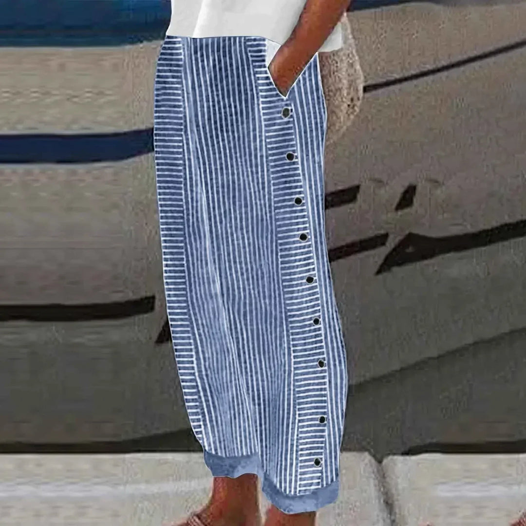 Sharon - Seabreeze Stripe Button Pants