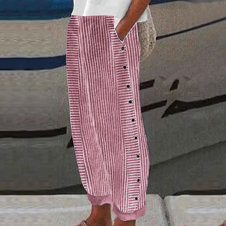Sharon - Seabreeze Stripe Button Pants