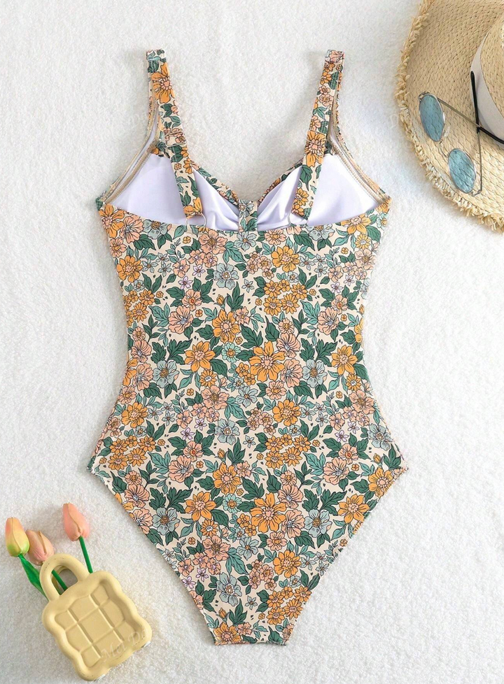 Rosalie - Floral Print Halter Neck Swimsuit