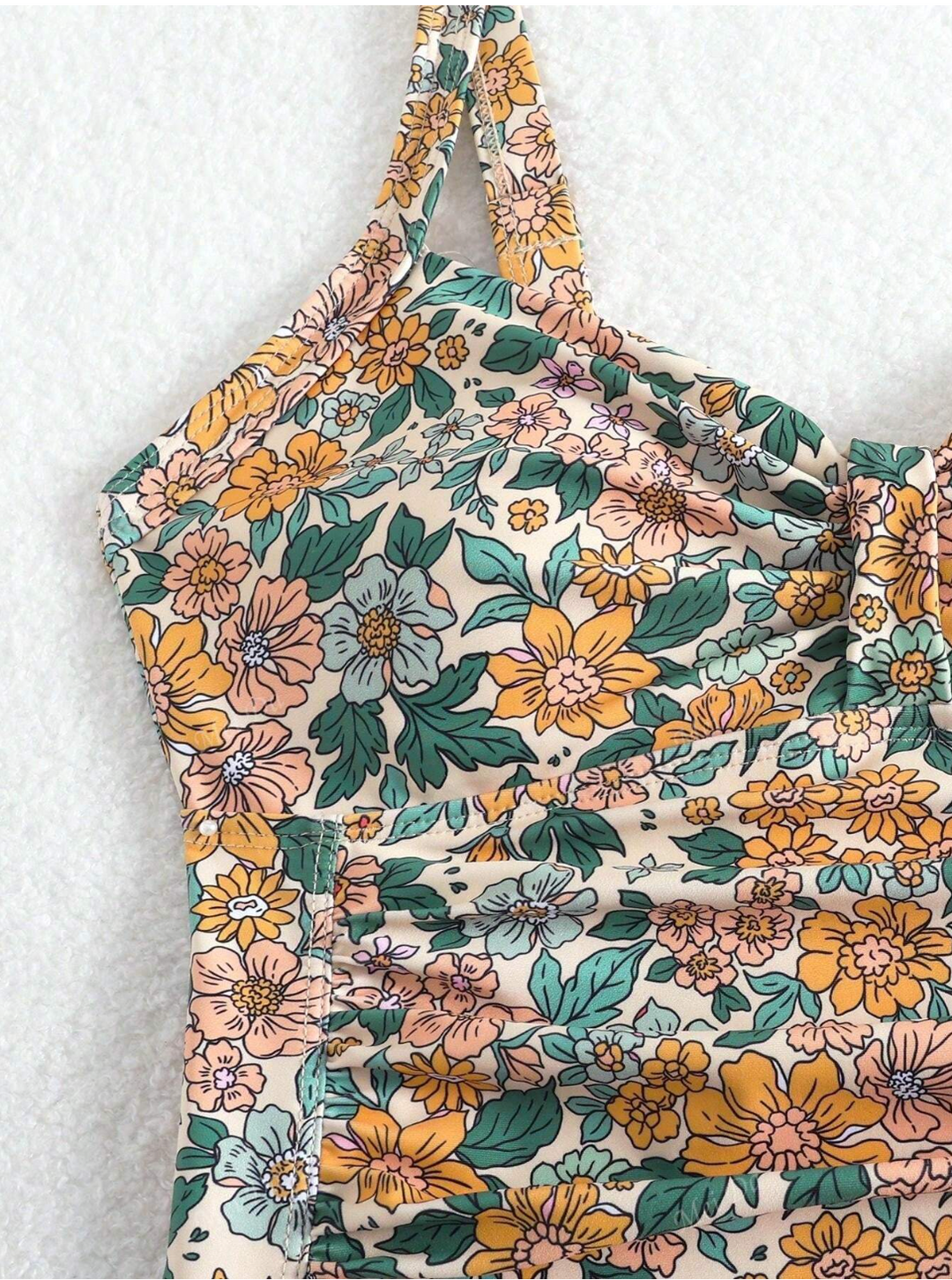 Rosalie - Floral Print Halter Neck Swimsuit