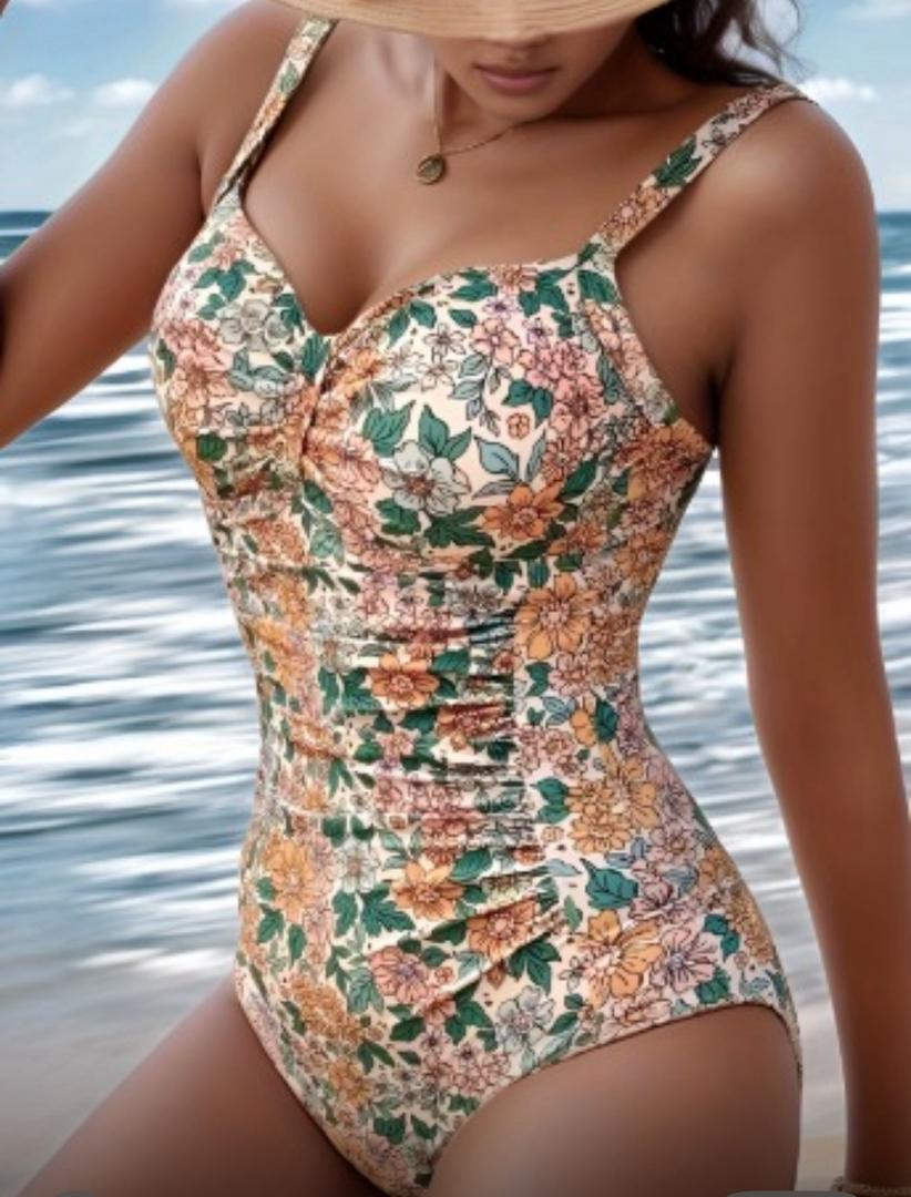 Rosalie - Floral Print Halter Neck Swimsuit