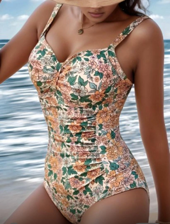 Rosalie - Floral Print Halter Neck Swimsuit