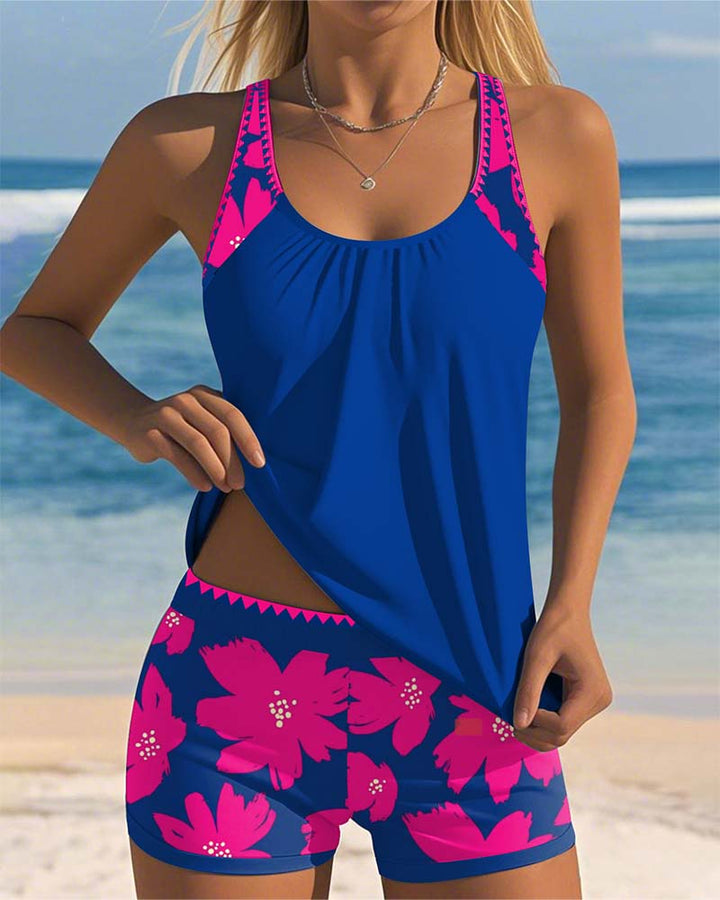 Cheryl - U-Neck Sleeveless Printed Tankini