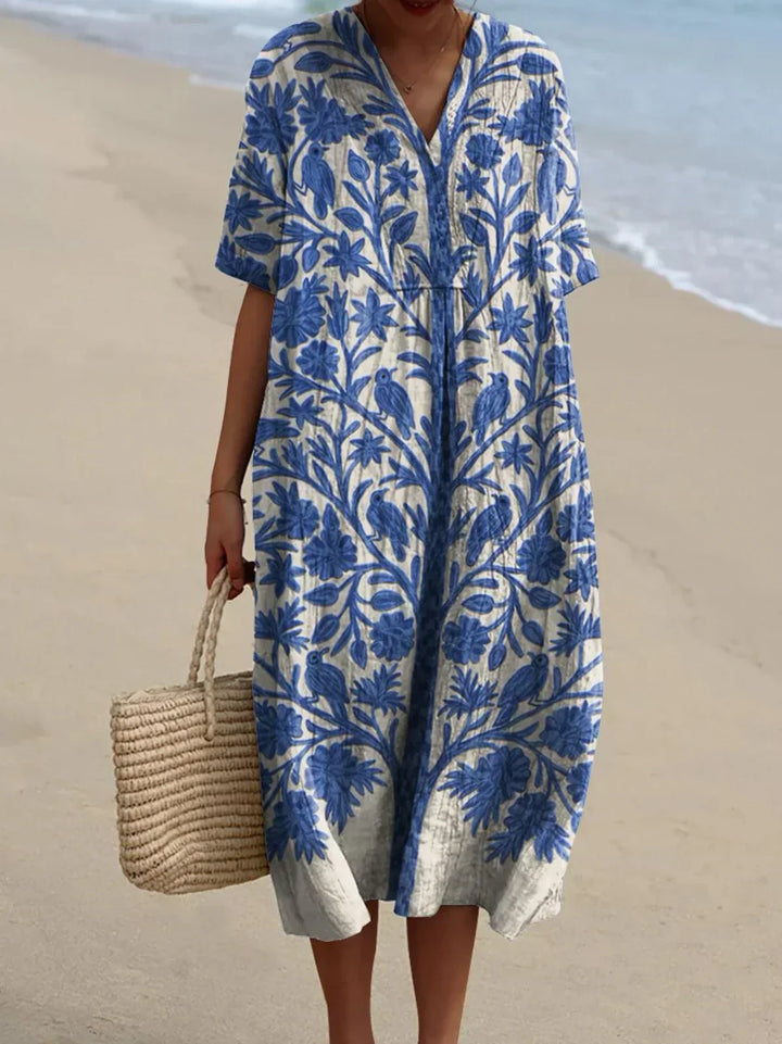 Kathleen - Embroidered Blue Dress